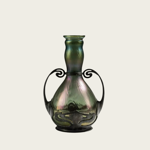 Art Nouveau Pearlescent Glass Vase by F. Van Hauten