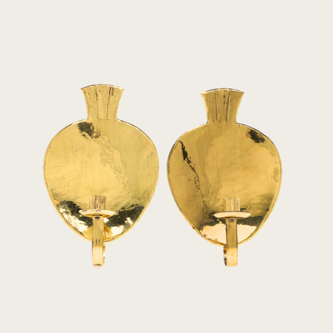 Pair of 1960's Brass Wall Candle Holders by Lars Holmstrom for Arvika