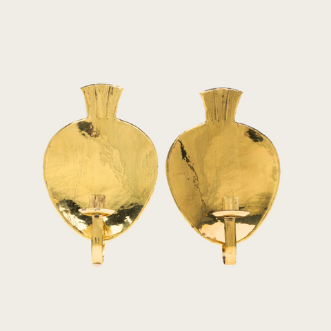 Pair of 1960's Brass Wall Candle Holders by Lars Holmstrom for Arvika