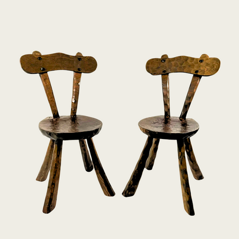 Pair of Brutalist Chairs Attributed  to Alexandre Noll