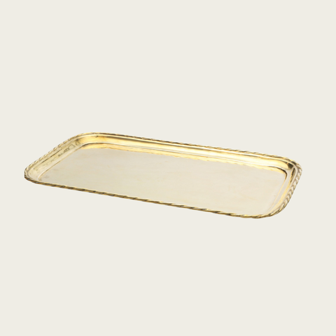 Rectangular Brass Tray with Folded Rope Edge Detail by Pierre Forsell