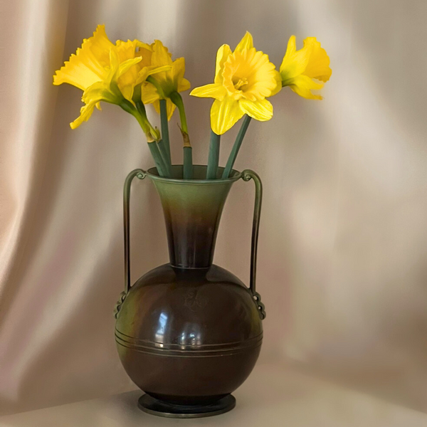 1930's Ystad Bronze Handle Vase