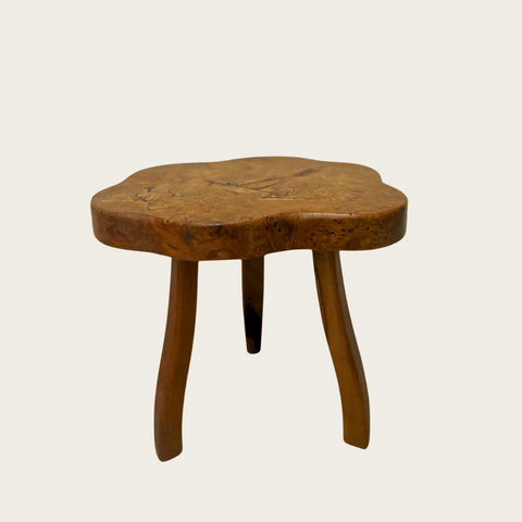 Solid Burl Wood Foot Stool with Rounded Legs