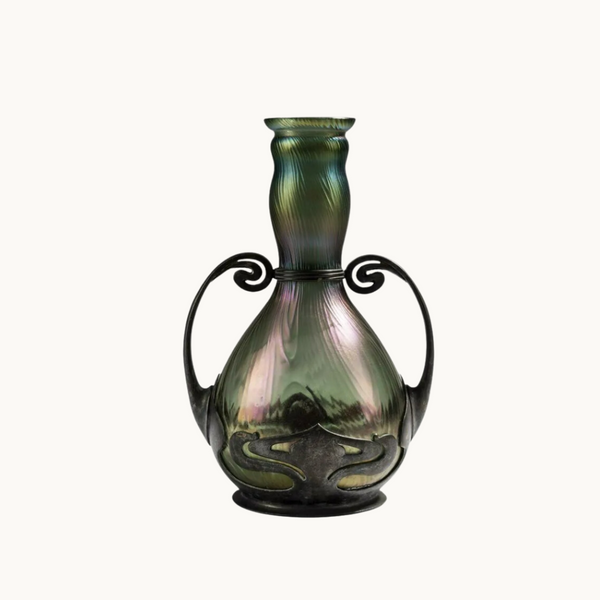 Art Nouveau Pearlescent Glass Vase by F. Van Hauten