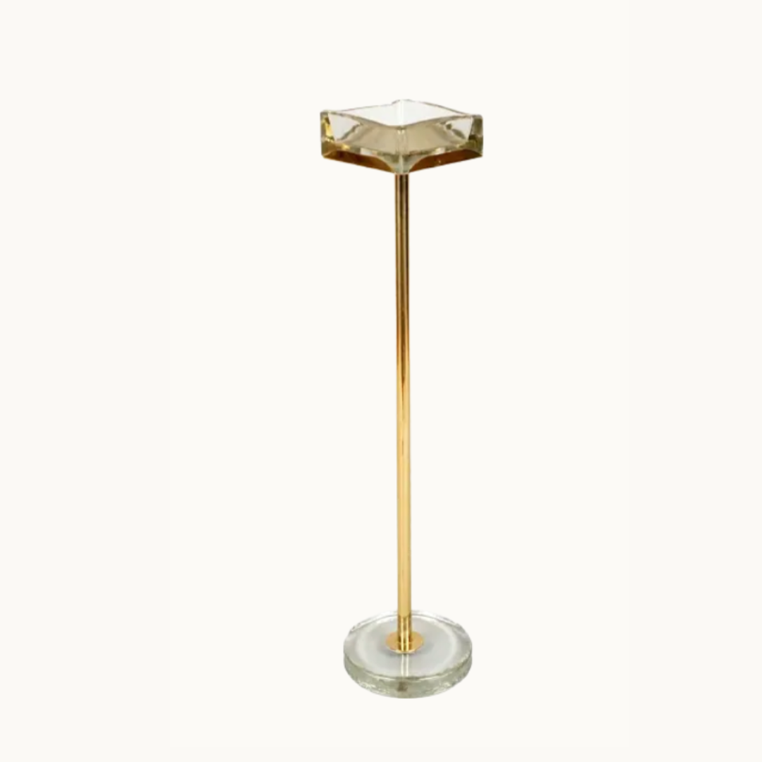 Gunnar Ander Standing Brass and Seeded Glass Ashtray by Ystad Metall