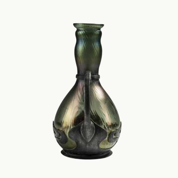 Art Nouveau Pearlescent Glass Vase by F. Van Hauten