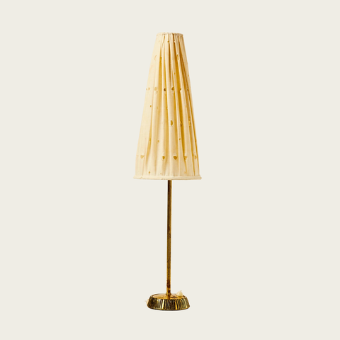 Sonja Katzin for Asea Table Lamp with Brass Base and Cream Eyelet Linen Conical Shade