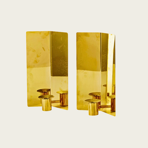 Pair of Modernist Brass Wall Candle Holders by Sigurd Persson