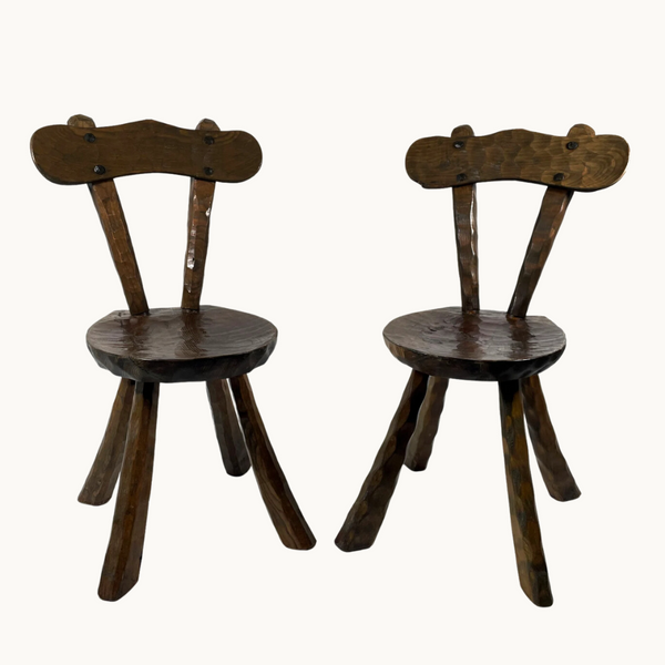 Pair of Brutalist Chairs Attributed  to Alexandre Noll