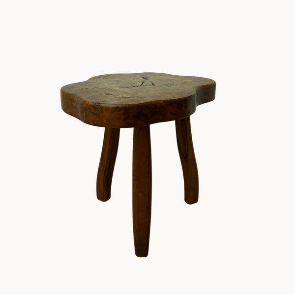 Solid Burl Wood Foot Stool with Rounded Legs