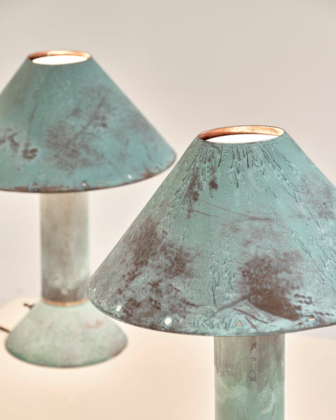 1980's Patinated Copper Table Lamps by Ron Rezek