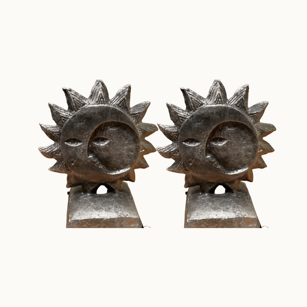 Pair of 1970's Iron Sun and Moon Bookends by Curtis Jere