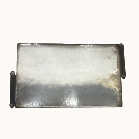 1930's Patinated Nickel Silver Art Deco Tray with Bakelight Handles