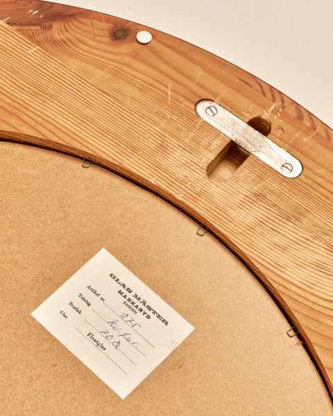 1960's Swedish Pine Round Mirror by Glas Mäster, Markaryd