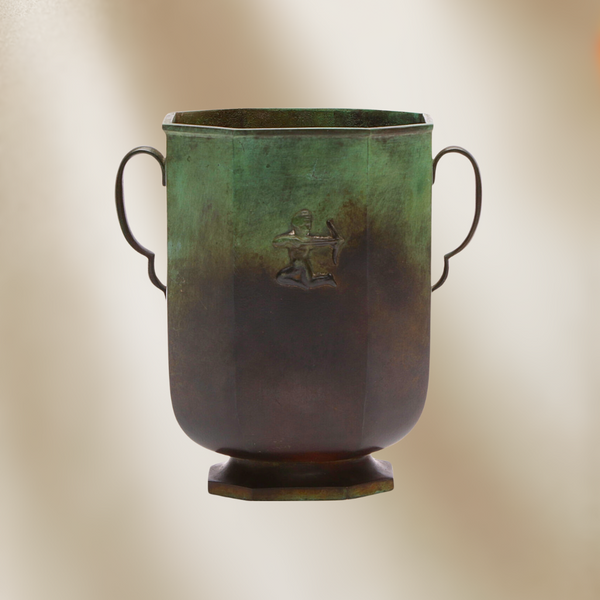 1930's Swedish Grace Patinated Bronze  Vessel by Jacob Ängman for GAB Brons, Model “330"