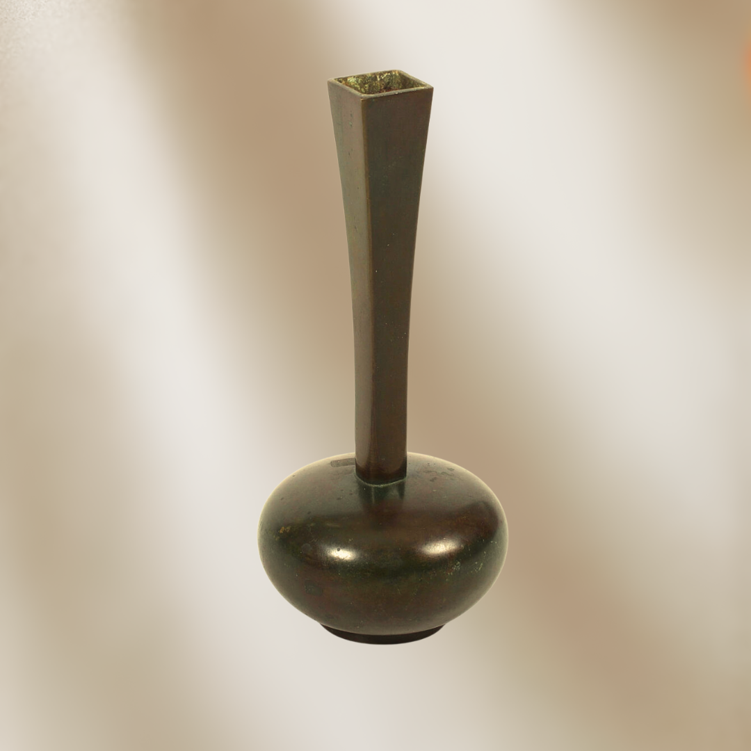 1930's "Model 67" Patinated Bronze Bud Vase by Jacob Ängman for GAB Brons,