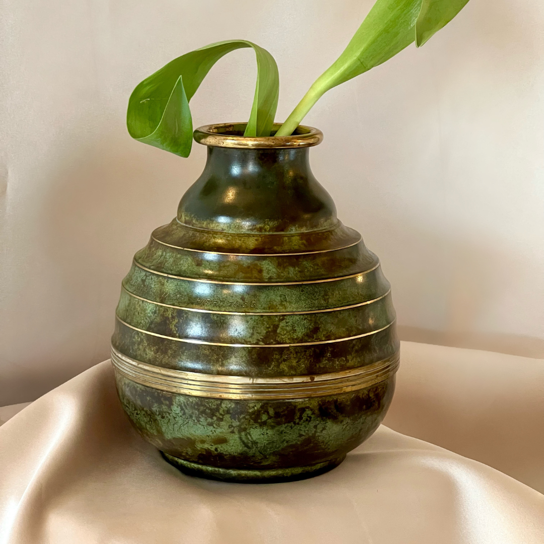 1930's Swedish Grace Patinated Bronze Vase