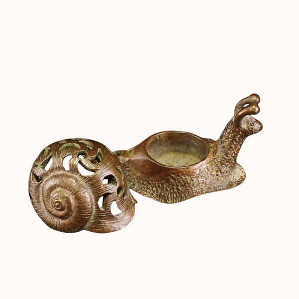 Art Deco Chinese Bronze Snail Incense Holder