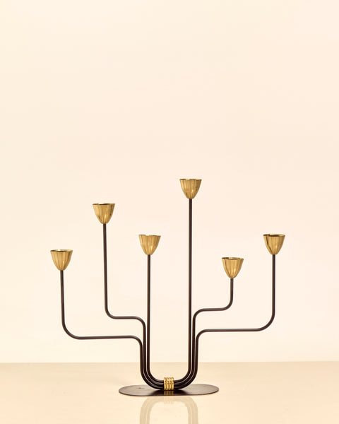 Brass and Lacquered Metal Candelabra by Gunnar Ander for Ystad Metal (Large Edition)