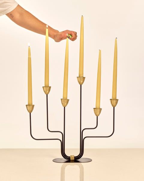 Brass and Lacquered Metal Candelabra by Gunnar Ander for Ystad Metal (Large Edition)