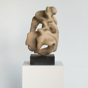 Abstract Biomorphic Limestone Composite Sculpture on Granite Base