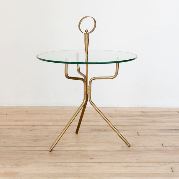 Glass and Brass Cocktail Table in the Style of Gio Ponti