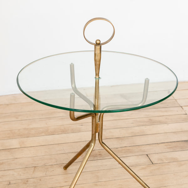 Glass and Brass Cocktail Table in the Style of Gio Ponti