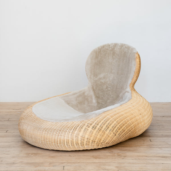 Storvik Rattan Lounge Chair in Cashmere Shearling by Carl Ojerstam for Ikea