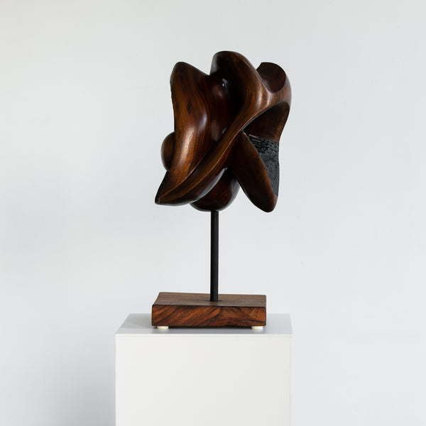 Abstract Teakwood Sculpture mounted on Rosewood Base