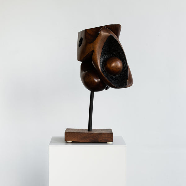 Abstract Teakwood Sculpture mounted on Rosewood Base