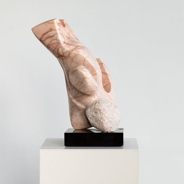 "The Diver" Abstract Sculpture in Pink Marble