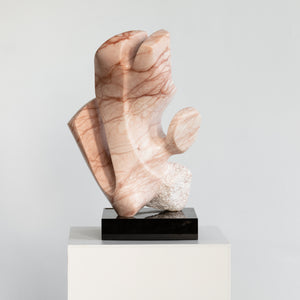 "The Diver" Abstract Sculpture in Pink Marble