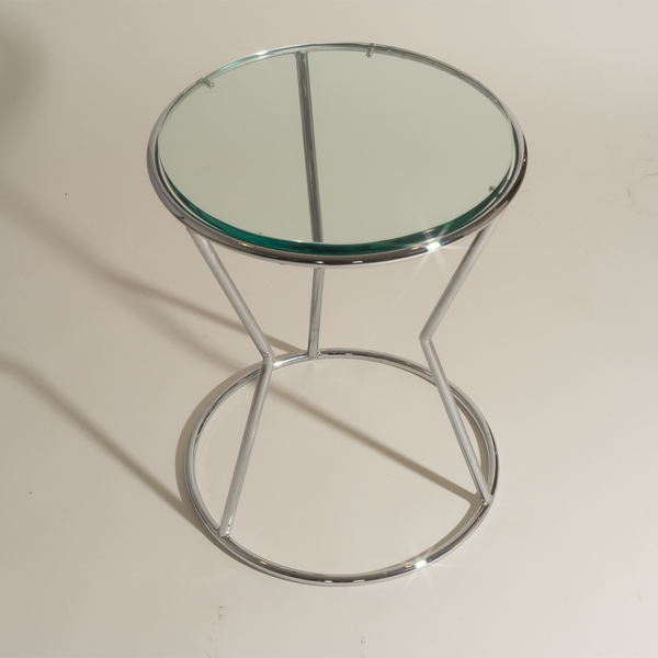 Post Modern Chrome and Glass Side Table