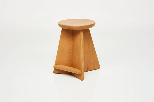 Pair of Modernist Solid Oak Counter Stools
