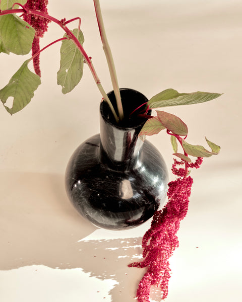 Black Marble Bottleneck Vase
