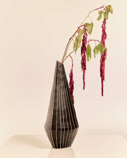 Monochromatic Swedish Striped Floor Vase