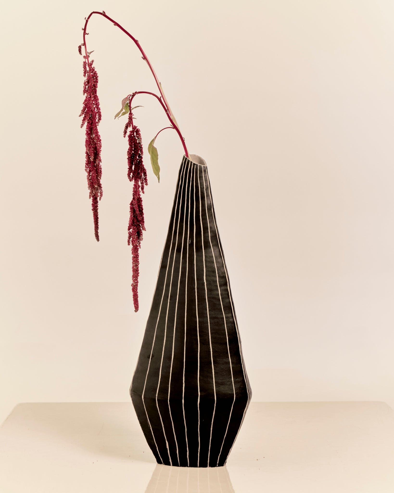 Monochromatic Swedish Striped Floor Vase