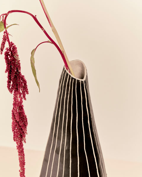 Monochromatic Swedish Striped Floor Vase