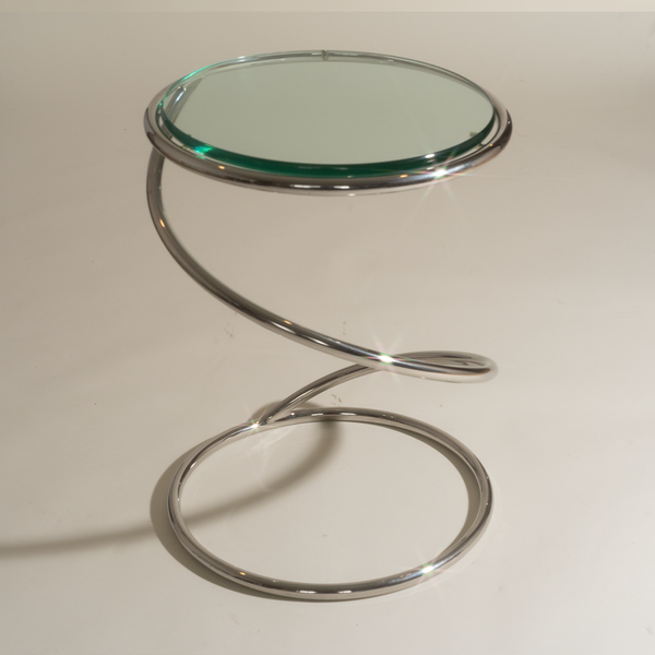 Chrome and Glass Coil Side Table in the style of Leon Rosen for Pace Collection
