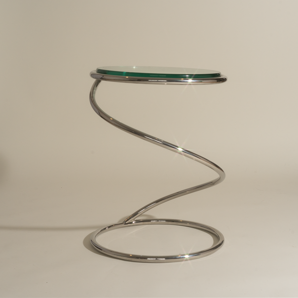 Chrome and Glass Coil Side Table in the style of Leon Rosen for Pace Collection