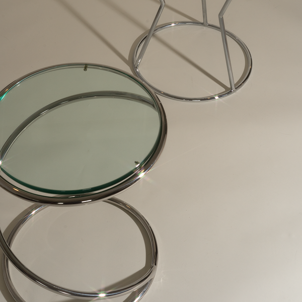Chrome and Glass Coil Side Table in the style of Leon Rosen for Pace Collection